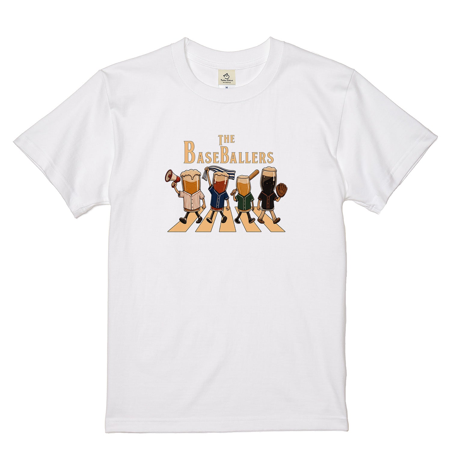 THE BASEBALLERS | 野球ビール アビーロード風パロディ 面白Tシャツ【野球観戦・ビール好き・ギフトに最適】